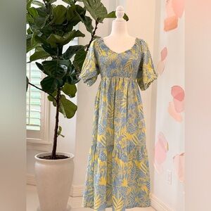 Floral Yellow and Blue Women's Dress